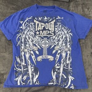 Vintage Tapout T-shirt Mens XXL Blue Short Sleeve Y2K Grunge Skater